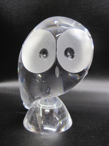 Appraisal: STEUBEN ART CRYSTAL OWL clear and frosted glass Height Condition