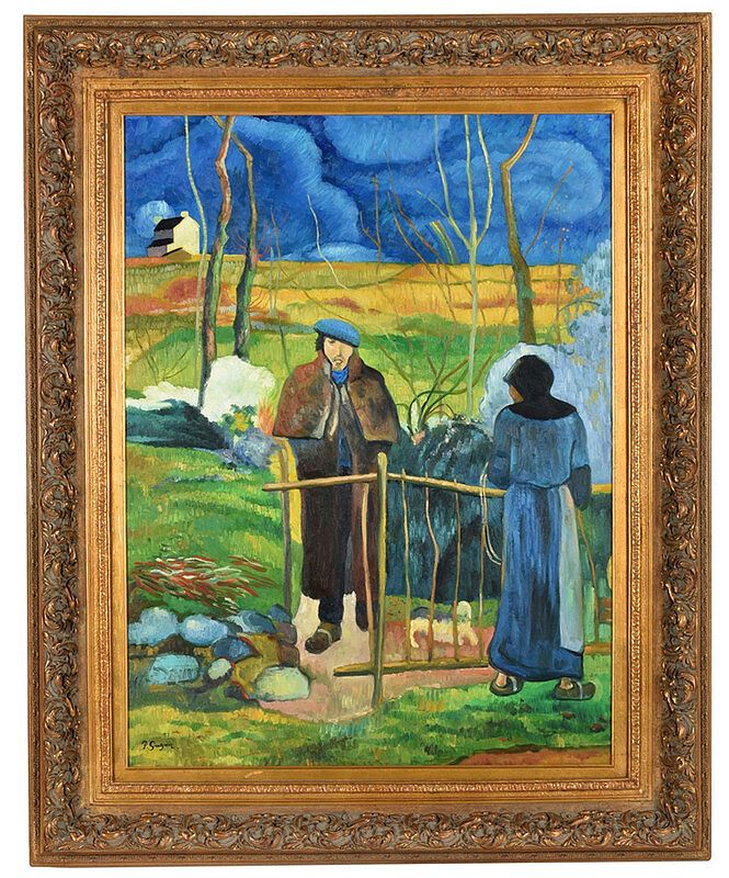 Appraisal: After Paul Gauguin French - Bonjour Monsieur Gauguin bears signature