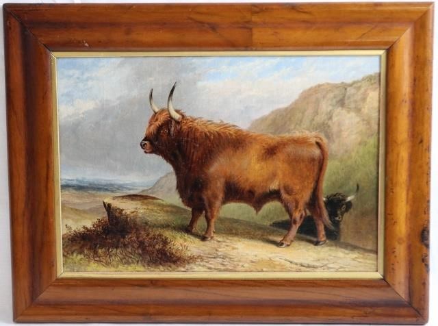 Appraisal: TH CENTURY OIL PAINTING ON CANVAS DEPICTINGHIGHLAND BULL IN THE