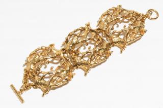 Appraisal: Lumen Paris Brutalist Costume Jewelry Bracelet Lumen Paris gold-tone metal