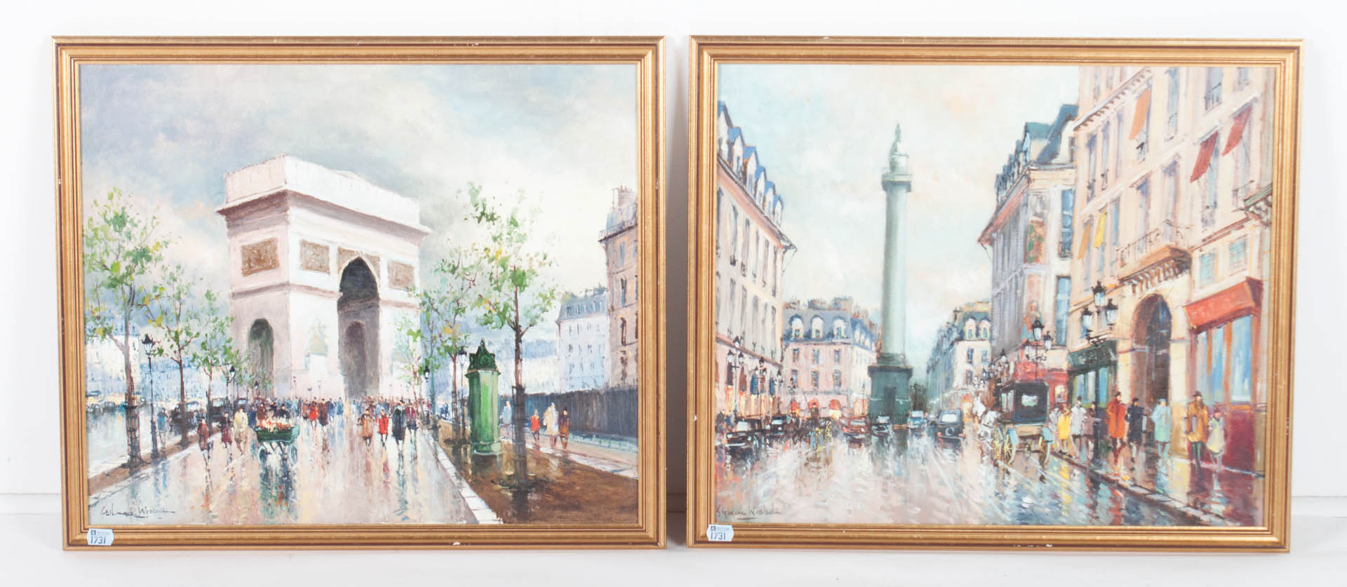 Appraisal: Stephane Wrobel Paris Scenes pair of oils French - Oils