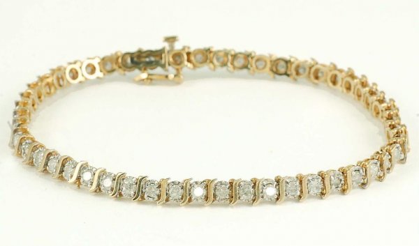 Appraisal: Diamond tennis bracelet in marked K yellow gold Fifty round