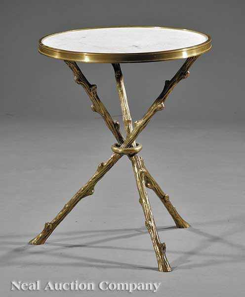 Appraisal: A Gilt Metal and Marble Occasional Table circular top tripod