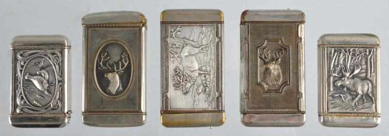 Appraisal: Lot of Hunting Related Match Safes Description Includes one depicting