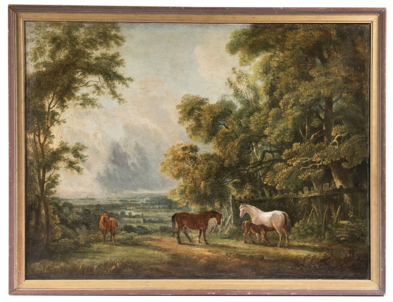 Appraisal: EARLY TH C LANDSCAPE WITH HORSES Probably British depicting horses