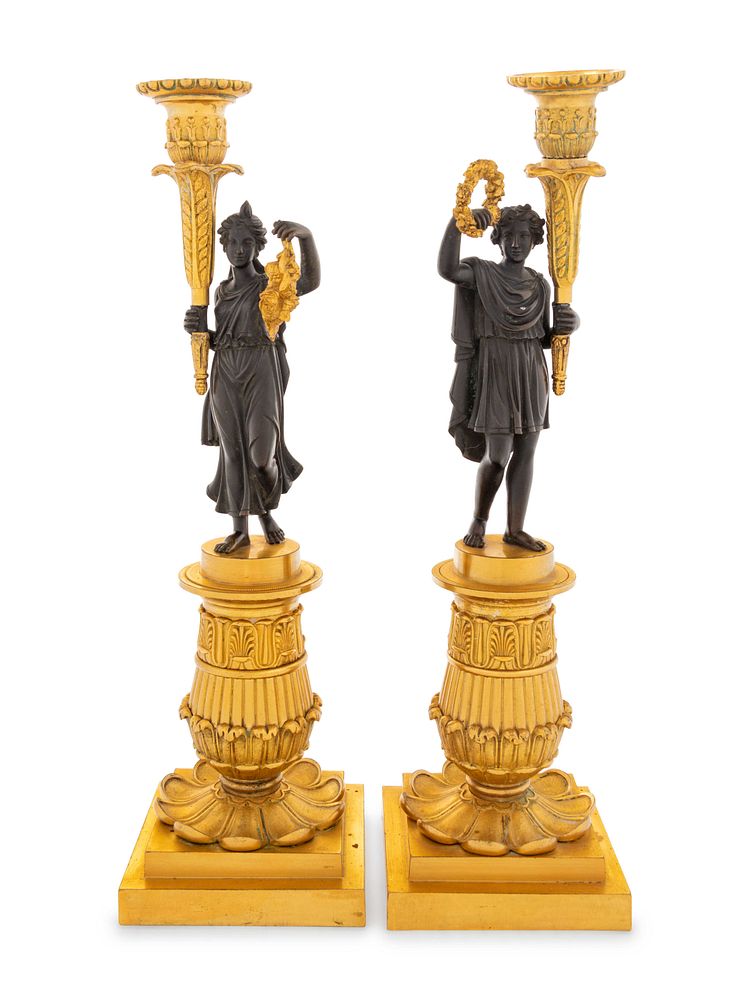 Appraisal: A Pair of Charles X Style Gilt and Patinated Bronze