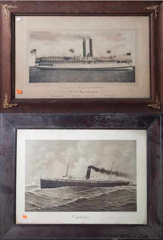 Appraisal: Photographs Two steamship images ''S S Augusta'' and ''Ontario'' both