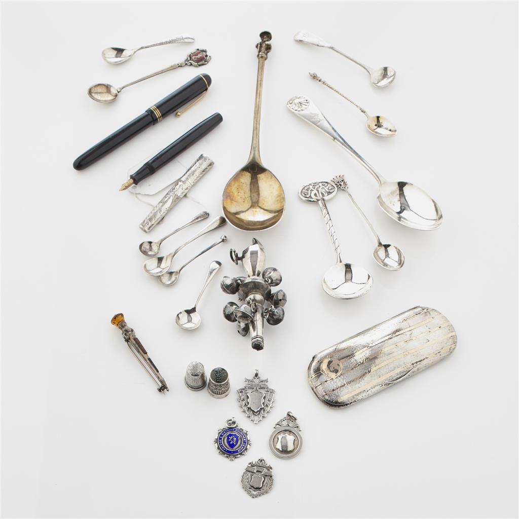 Appraisal: A collection of silver items to include an apostle spoon