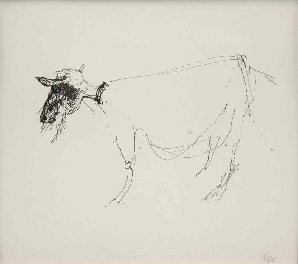 Appraisal: INK DRAWING - Black Faced Goat by Edward W Eichelbaum