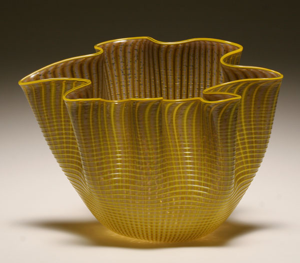 Appraisal: Lino Tagliapietra basket Murano glass vase for Effetre International Yellow