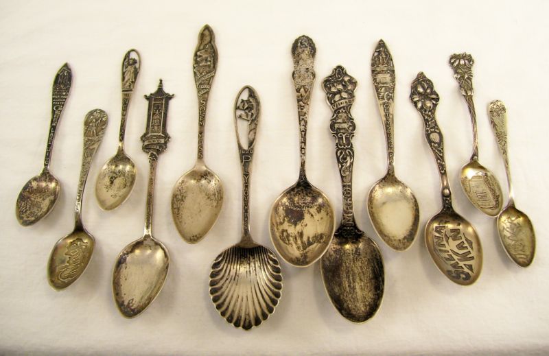 Appraisal: - Sterling Souvenir Spoons Lot includes souvenir spoons from various