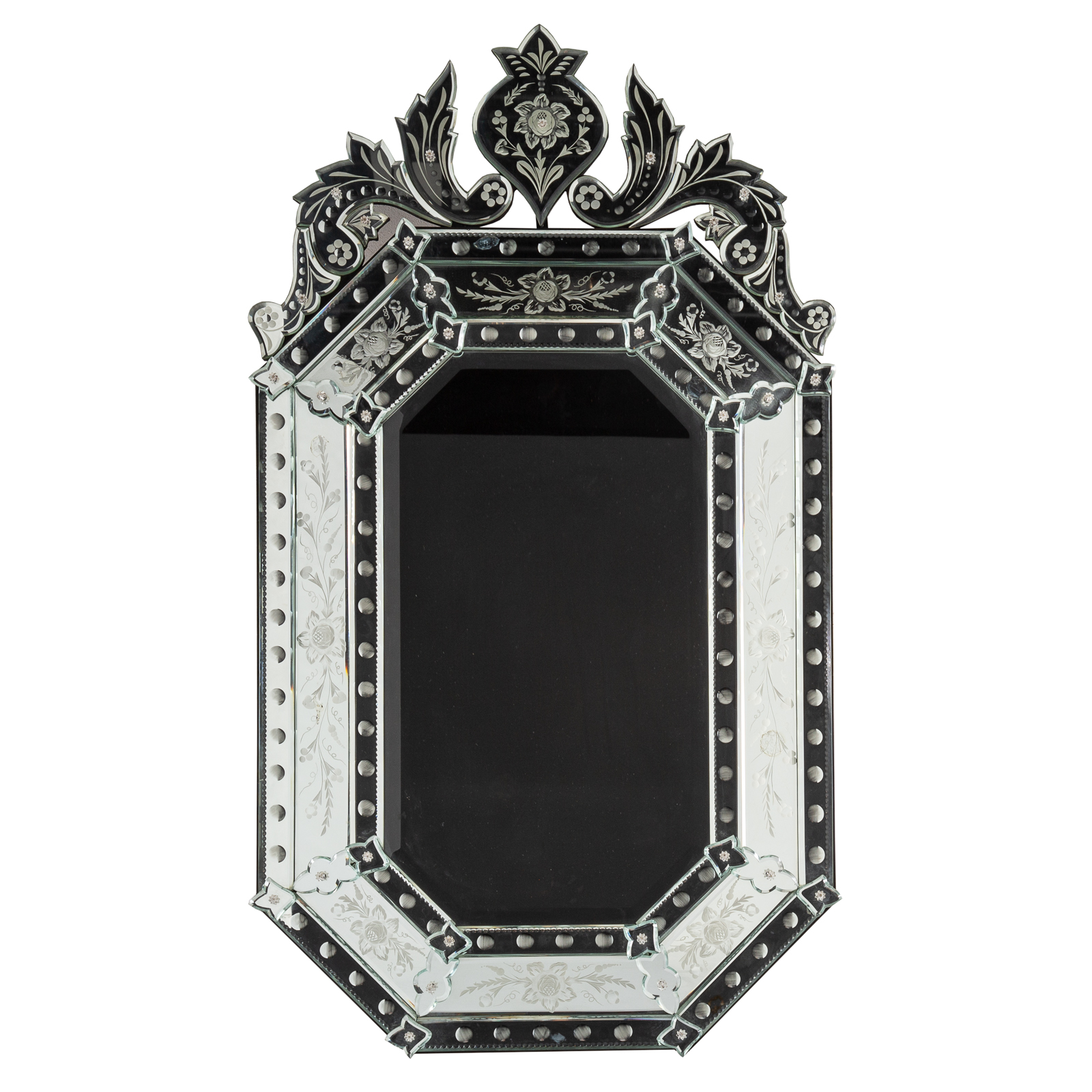 Appraisal: VENETIAN STYLE ETCHED GLASS MIRROR in L in W