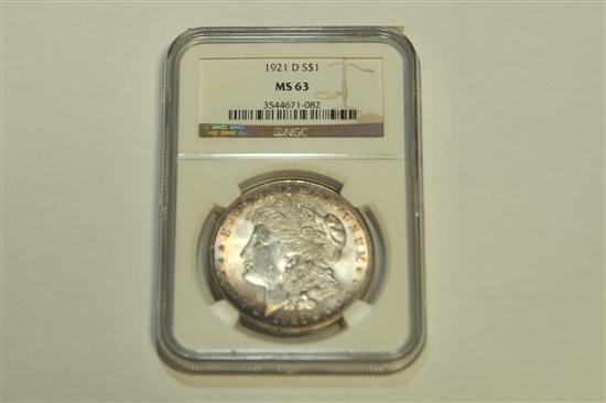 Appraisal: MORGAN DOLLAR -D graded MS Nicely toned at edge