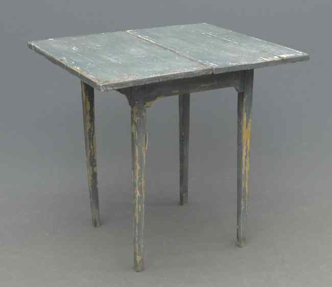 Appraisal: th c primitive side table in blue paint Top ''