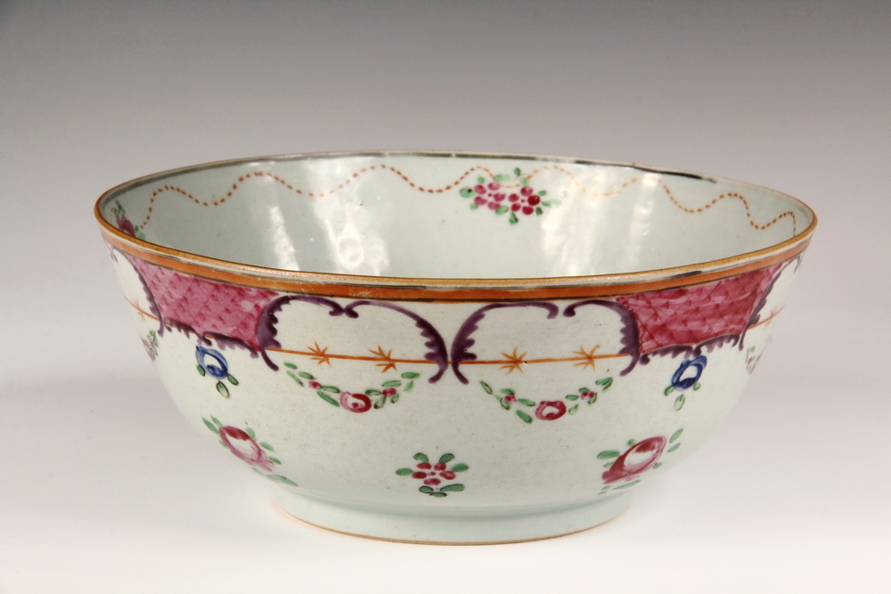 Appraisal: CHINESE EXPORT PUNCH BOWL - Small Scale Famille Rose Porcelain