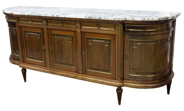 Appraisal: French Louis XVI style sideboard th c shaped marble top