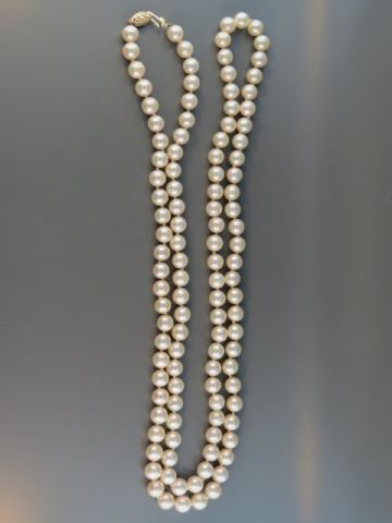 Appraisal: Pearl Necklace lusterous pearls to mm long k clasp very