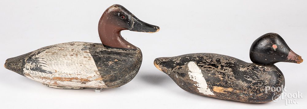 Appraisal: Two carved and painted duck decoys early th c Two