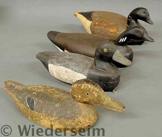 Appraisal: Four carved duck decoys largest l