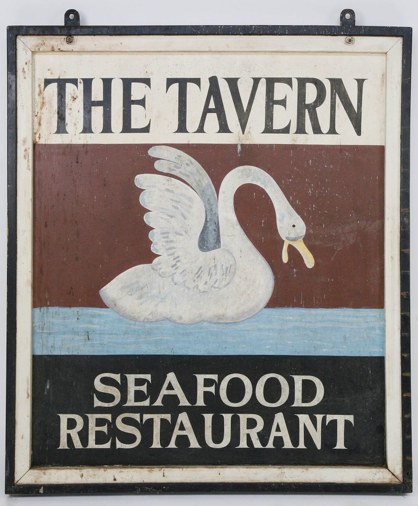 Appraisal: Hand Painted Wood Sign The Tavern Seafood Restaurant s Vintage