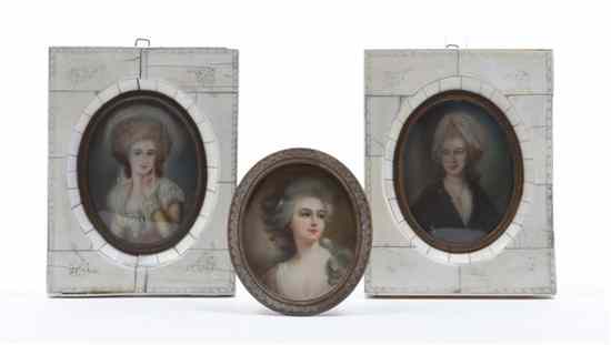 Appraisal: A Pair of Continental Portrait Miniatures on Ivory each depicting