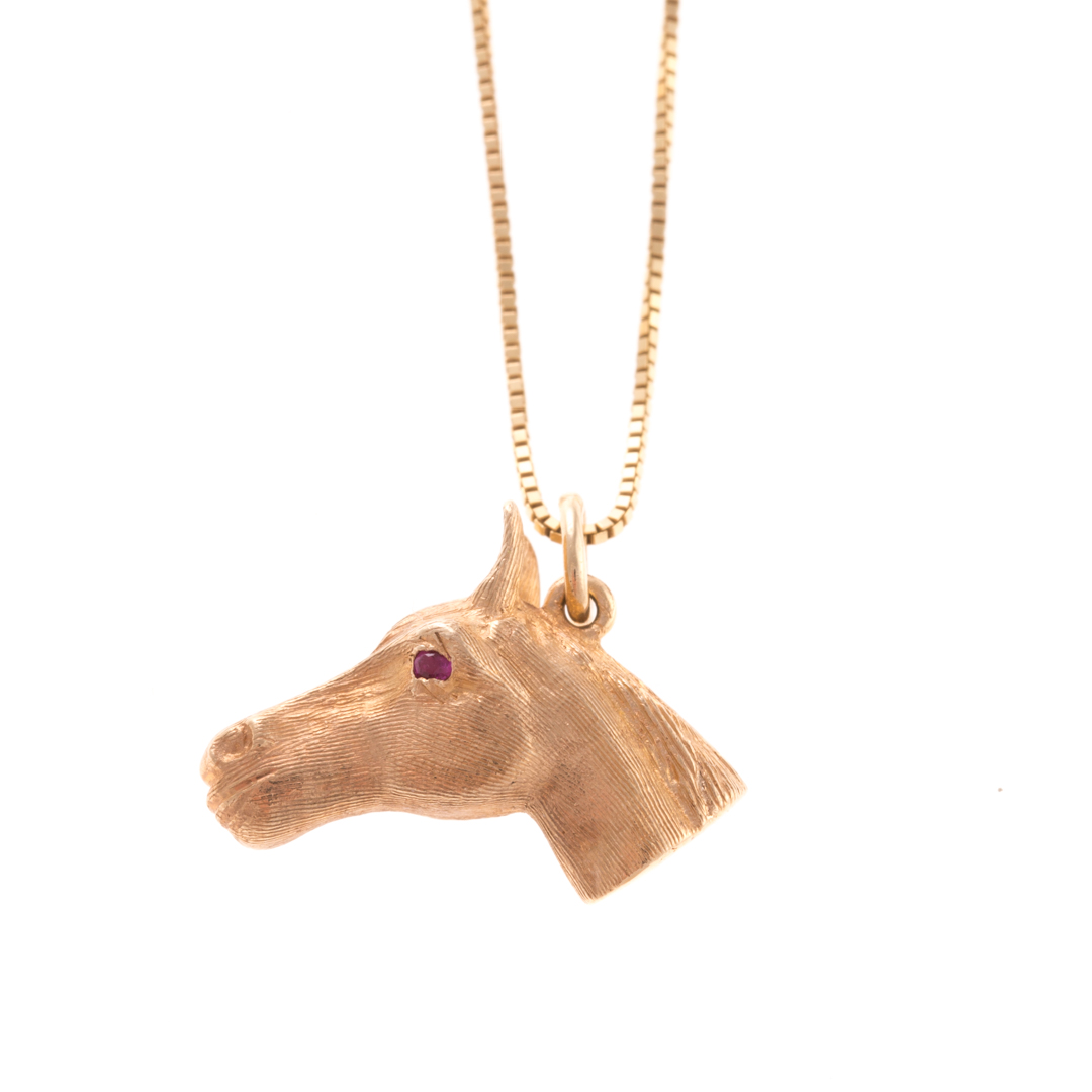 Appraisal: A Lady's Horse Pendant and Chain in K Gold K