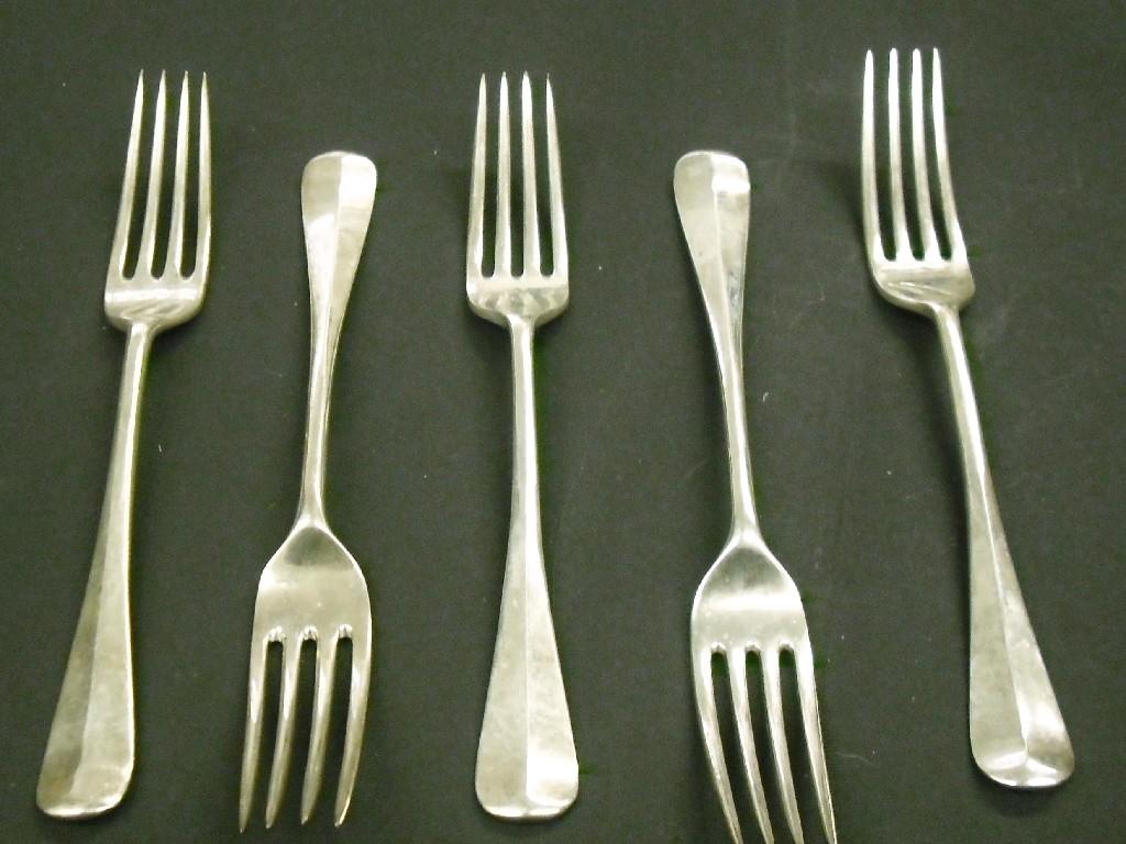 Appraisal: Set of five rat-tailed dessert forks maker Josiah Williams Co