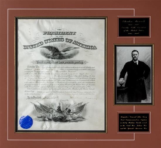 Appraisal: Sale Lot PRESIDENTS ROOSEVELT THEODORE Partially printed document signed as