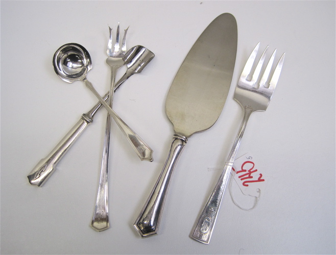 Appraisal: STERLING SILVER SERVING FLATWARE pieces includes R Wallace Sons meat