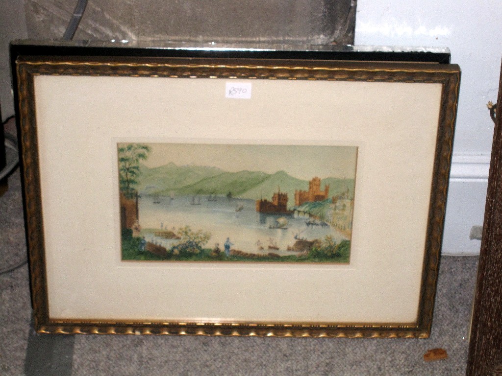 Appraisal: Lot comprising a watercolour coastal scene and an etching 'Ben