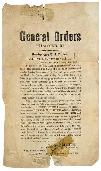 Appraisal: TENNESSEE - A A SMITH General Orders Number A guard