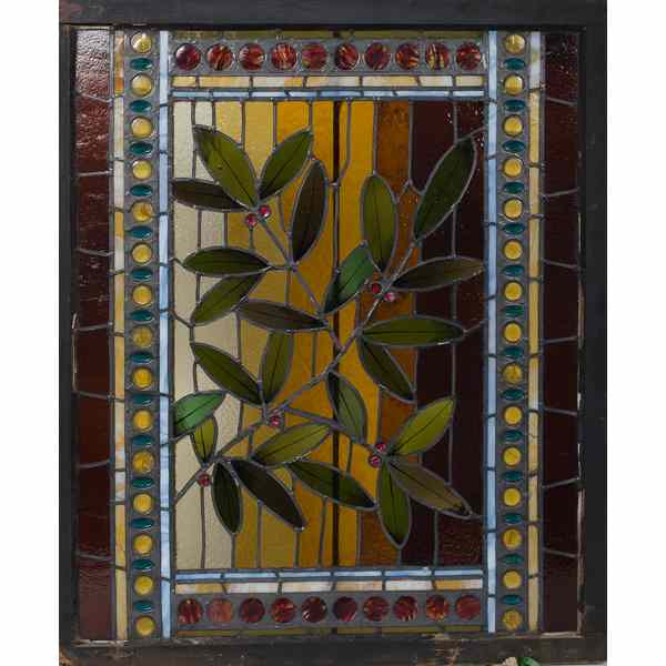 Appraisal: Stained Glass Window A stained glass window in frame with