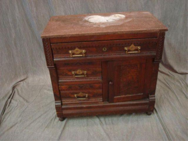 Appraisal: Victorian Walnut Marbletop Washstand From a Lexington Avenue NYC estate