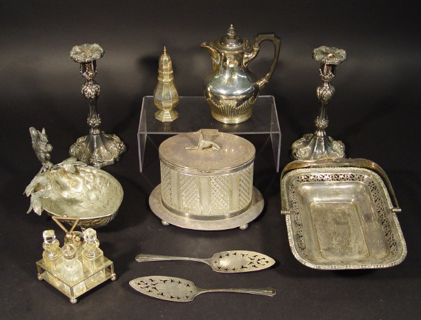 Appraisal: Good collection of silver plate including a pair of floral