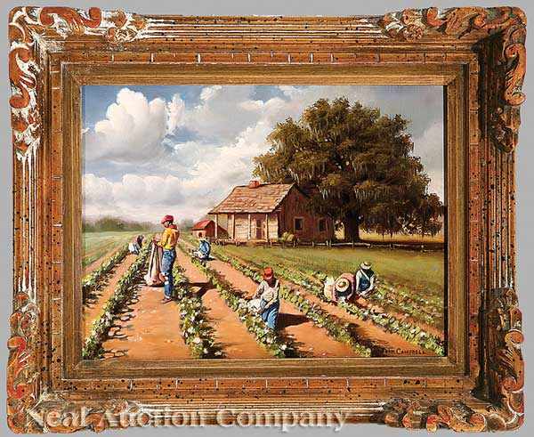 Appraisal: John Reed Campbell American New Orleans - Picking Cotton oil