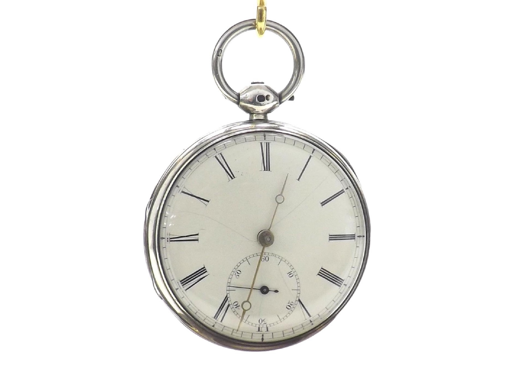 Appraisal: Silver fusee lever pocket watch London unsigned movement with pierced