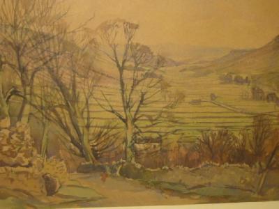 Appraisal: ANGUS BERNARD RANDS Dales Landscape with Figure in the Foreground