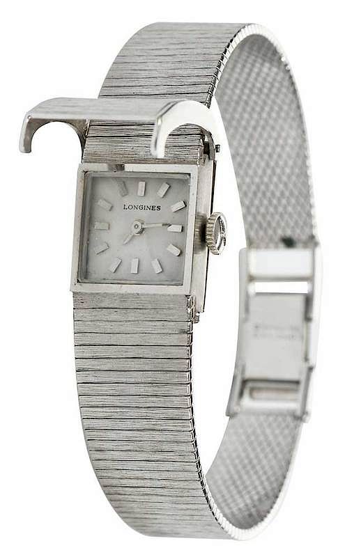 Appraisal: kt Longines Covered Watch x mm case silver-tone bar hour