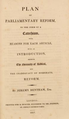 Appraisal: Bentham Jeremy Plan of Parliamentary Reform vo cont half calf