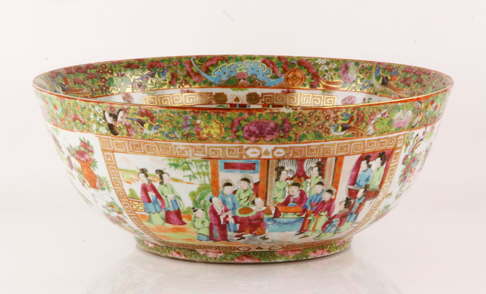 Appraisal: - th C Chinese Famille Rose Punch Bowl th century