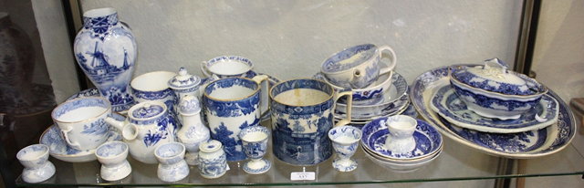 Appraisal: A COLLECTION OF BLUE AND WHITE POTTERY and a Delft