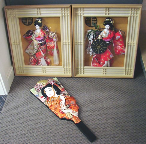 Appraisal: Lot Pair of Japanese Geisha dolls in shadow box frames