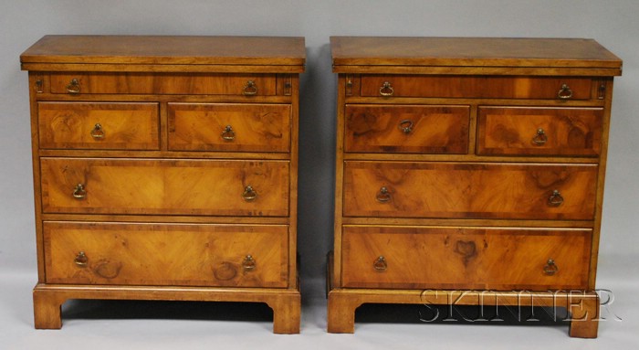 Appraisal: Pair of Old Colony Furniture Diminutive Georgian-style Mahogany and Fruitwood