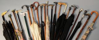 Appraisal: Assortment of Canes Umbrellas Assortment of canes umbrellas in a