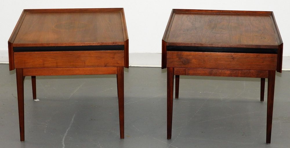 Appraisal: PR Dillingham MCM Modern Walnut End Tables United States Circa