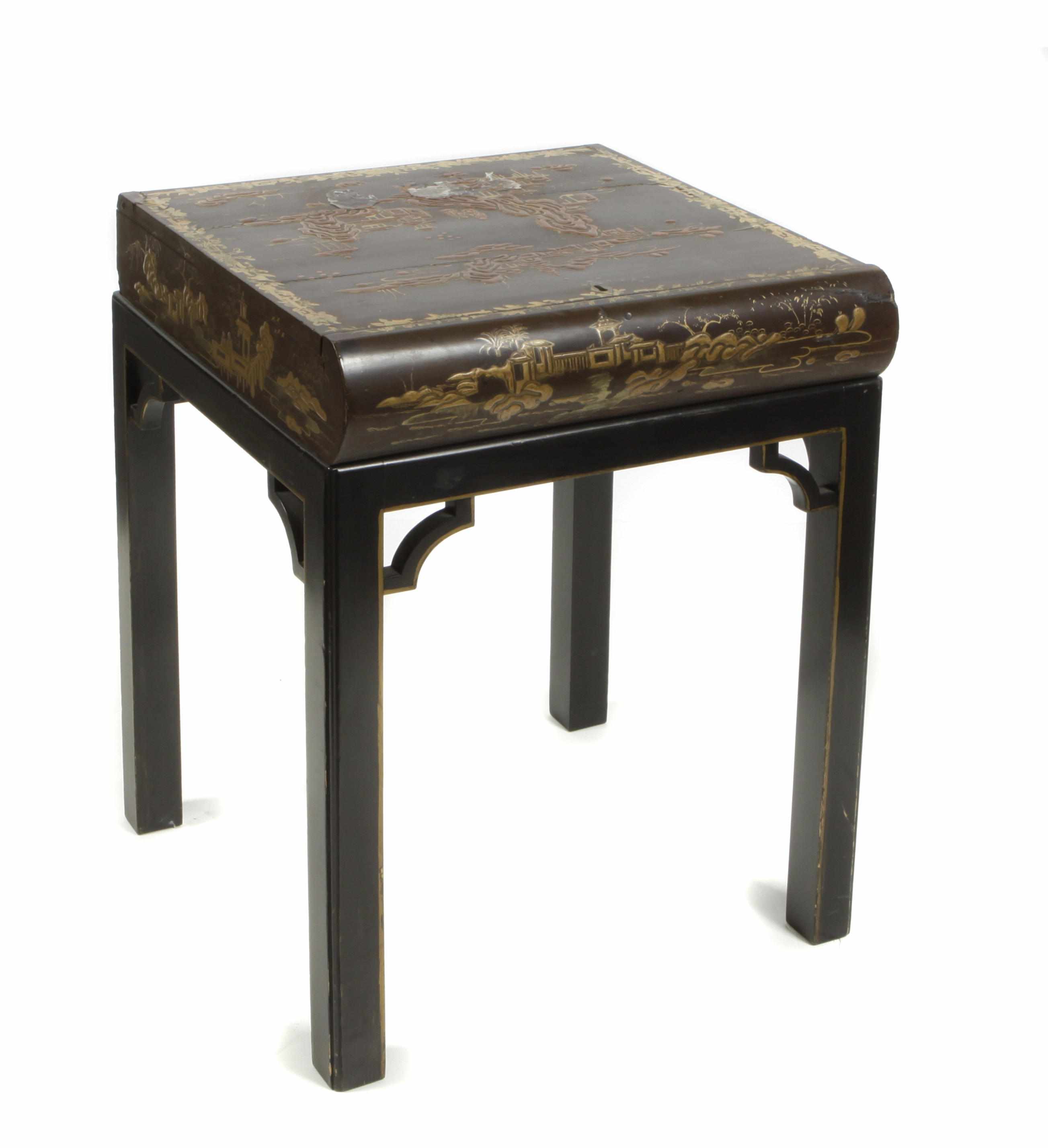 Appraisal: A Chinese export lacquer traveling desk box mid to late