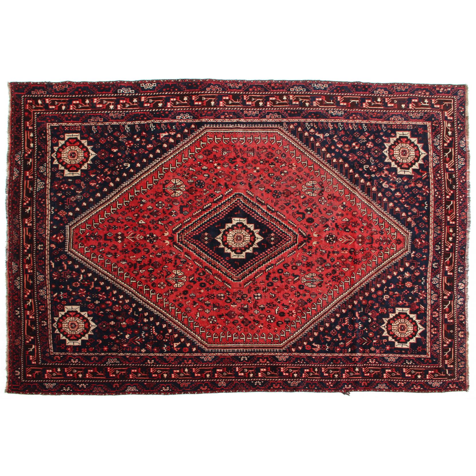 Appraisal: Persian Shiraz Rug circa wool foundation with a blue center