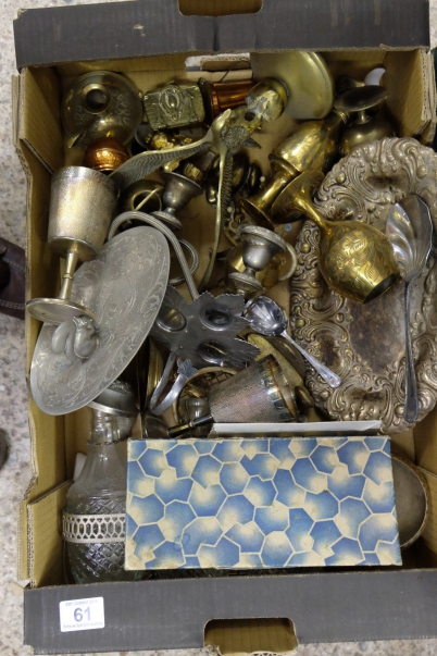 Appraisal: A collection of metalware to include brassware silver plates items