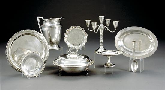 Appraisal: Group American silver table articles th centurysilverplate water pitcher marked