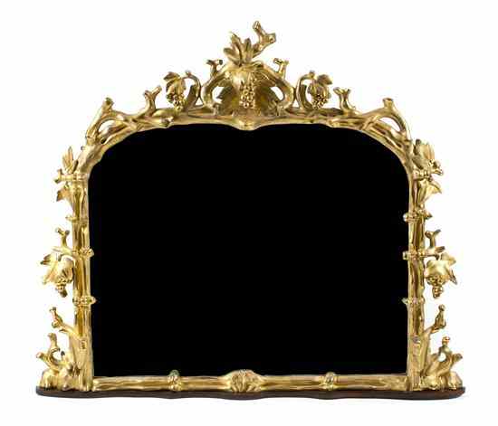 Appraisal: A Continental Giltwood Over Mantel Mirror th century the carved